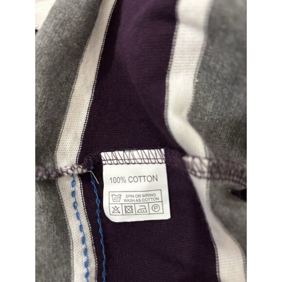 Rugby Nations Scotland striped polo long sleeve purple gray men small - Picture 12 of 14